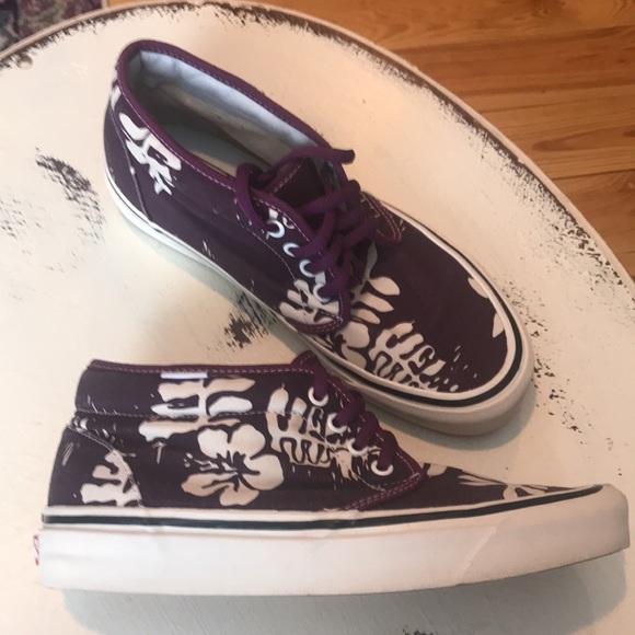 Vans plum/floral canvas high tops- 50th anniversary design - Picture 2 of 8